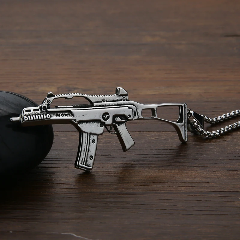 EdgLifU мужское ожерелье с пистолетом Горячая игра JS крест оружие огня AK47 кулон из