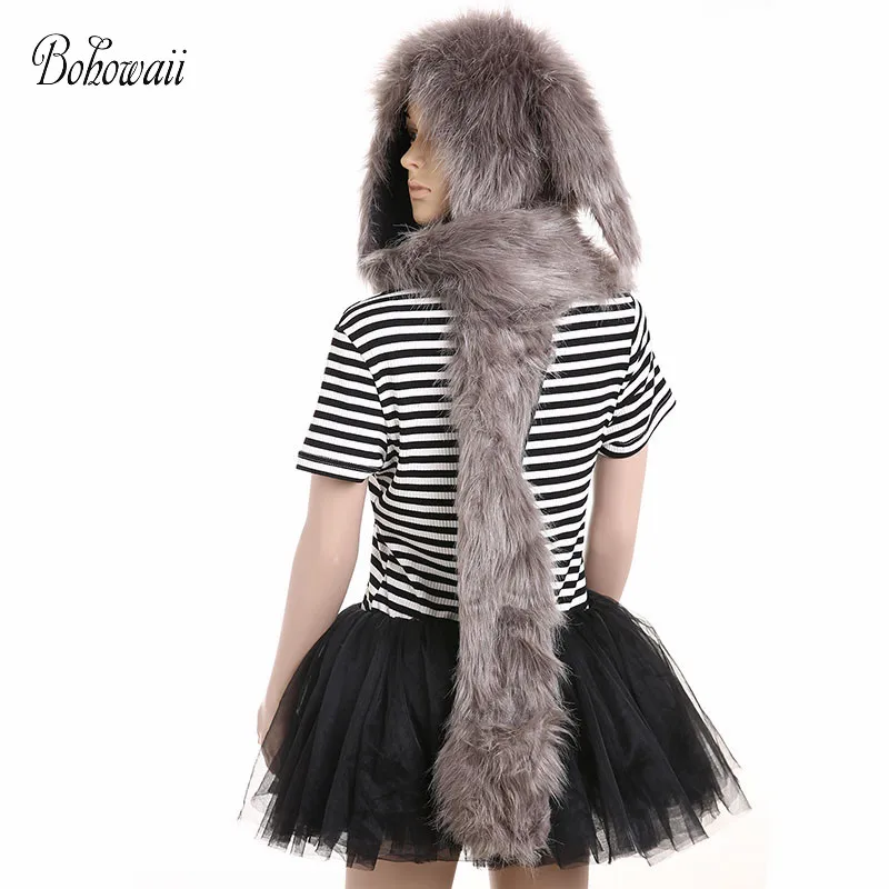Bohowaii искусственным мехом на капюшоне кролика Desigual перчатки Дамы Зимняя шапка