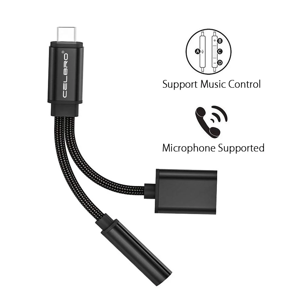 USB Тип C На 3 5 мм Aux Аудио Кабель Разъем для наушников Адаптер 2 в 1 Usb-C Huawei P30 Mate 30 Pro Lite