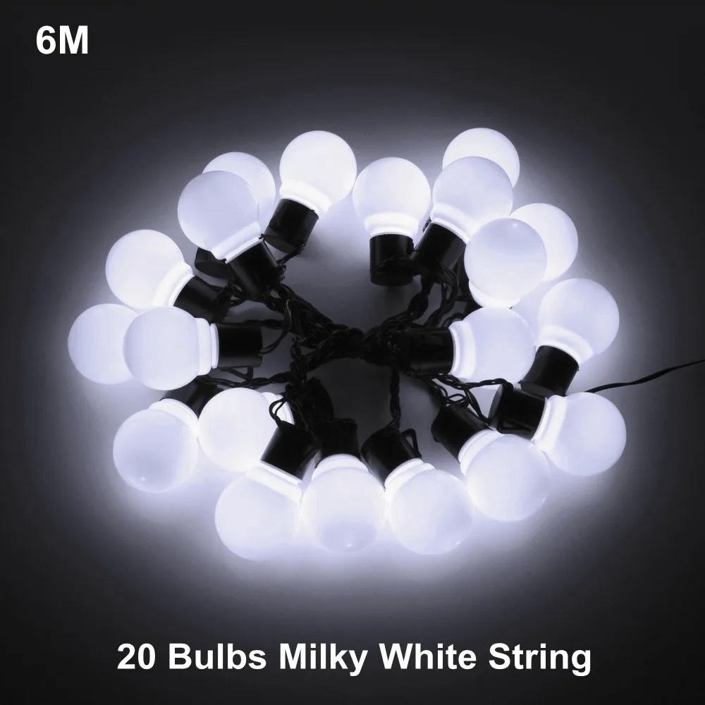 6M Bulb LED String Светодиодный шар 6 м, 20 лампочек, уличный ландшафтный светильник, гирлянда, сделай сам, для рождественской вечеринки, свадьбы, сказочный светильник, 220 В, Европейский штекер, садовый декор - Испускаемый цвет: 6M Bulb LED String
