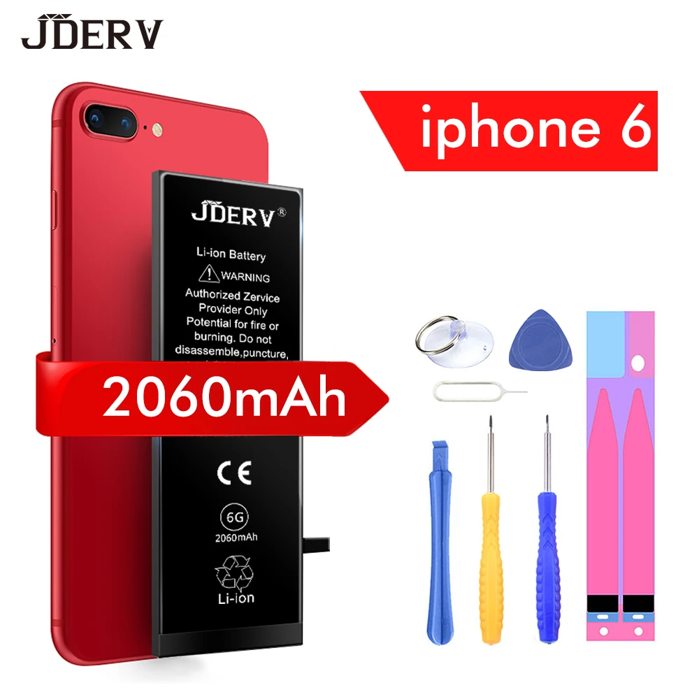 Оригинальный JDERV аккумулятор мобильного телефона для Apple iPhone 6 6G реальная емкость