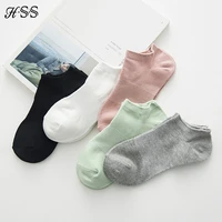 hss 2019 new women simple socks girls cotton socks plain color small mesh for student socks high quality