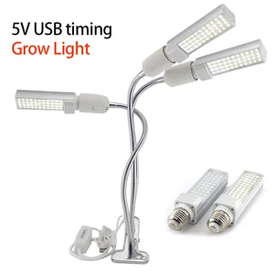 Светодиодная фитолампа полного спектра для выращивания растений, 3 головки, USB-таймер, короб для выращивания растений, держатель для теплиц