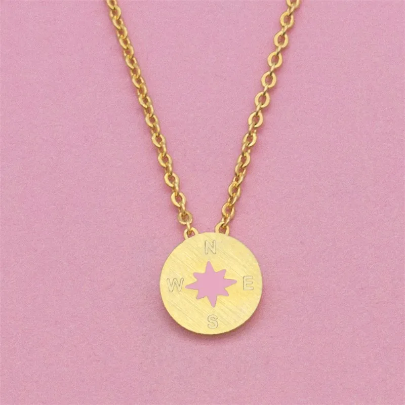 Ожерелье чокер из нержавеющей стали цвета розового золота с подвеской в виде