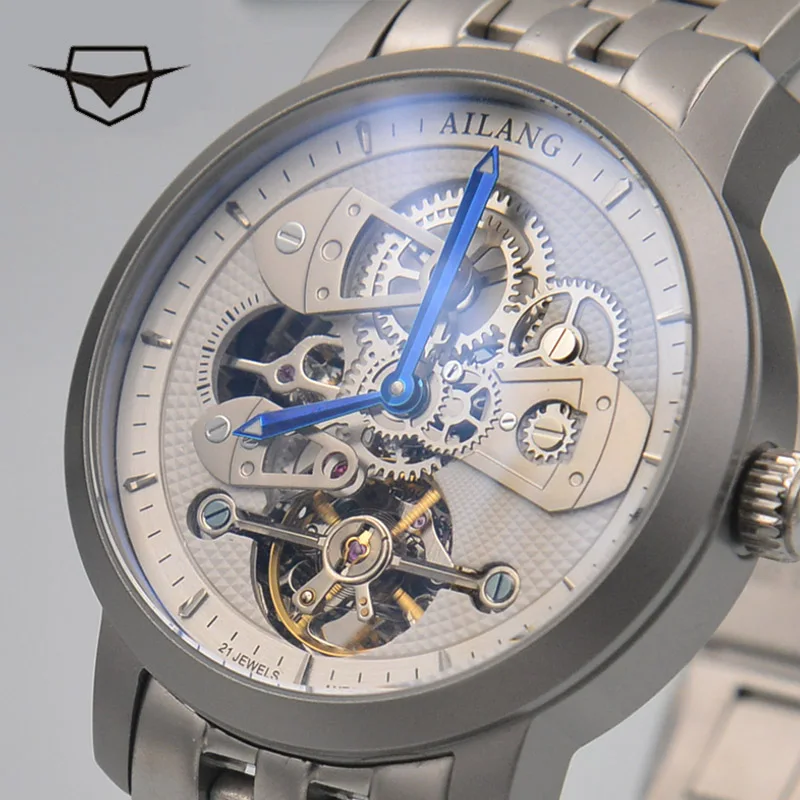 AILANG Мужские автоматические механические модные часы топового бренда Tourbillon