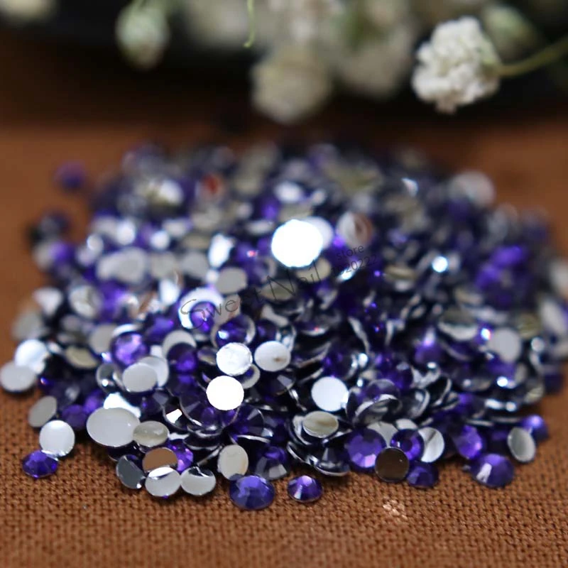 1000 шт. SS6 Фиолетовый 14 граней круглые стразы блестящие украшения для ногтей DIY N15