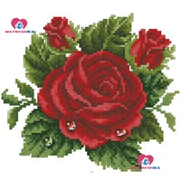 diy beads embroidery red rose monroe beadwork home decor crafts needlework accessories gifts pearl embroidery partial embroidery