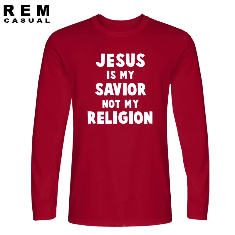 

JESUS IS MY SAVIOR NOT MY RELIGION Christian Religious Men T-Shirt Long sleeve T Shirt For Men New O Neck Cotton Casual Top Tee