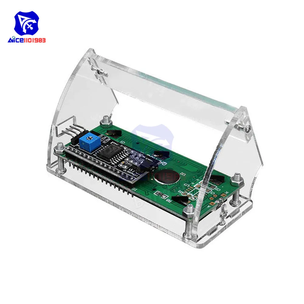 Прозрачный Акриловый Корпус для lcd 1602 lcd синий/желтый экран с винтом/гайкой lcd 1602 Чехол-держатель