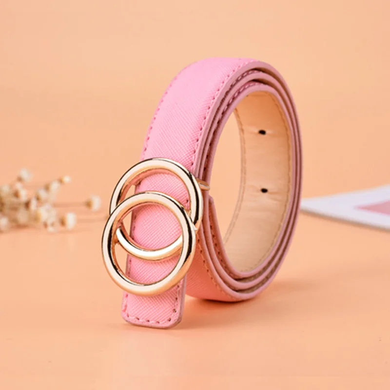 pink two circles Высокое качество Детские кожаные ремни для мальчиков и девочек детские повседневные Pu поясной ремень пояс Джинсы Брюки Регулируемый Z31 - Цвет: pink two circles