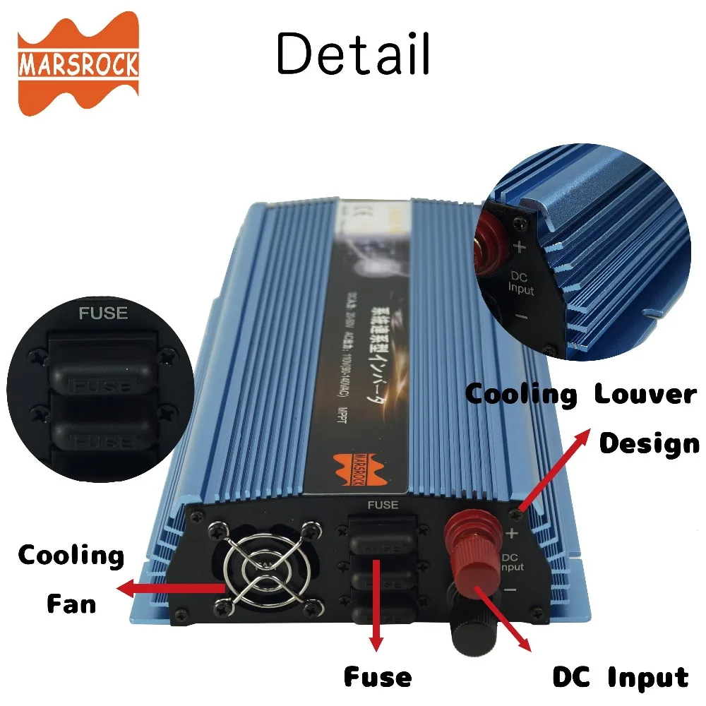 1000W 20-50VDC сетевой инвертор, 90-140VAC чистая синусоида инвертор для 24 V, 30 V, 36V PV модуль и ветряная турбина