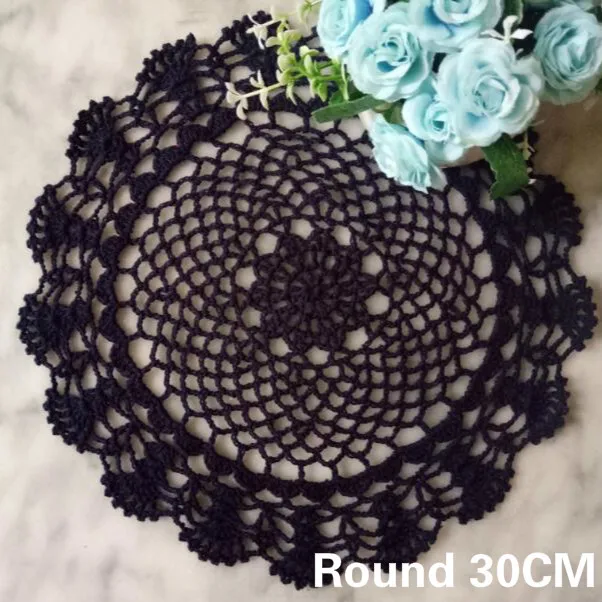 30 см Круглый Винтаж Хлопок крючком ремесло Doily стеклянные подставки индивидуальный Кофе Чай скатерти столовые приборы Рождество Свадебный декор