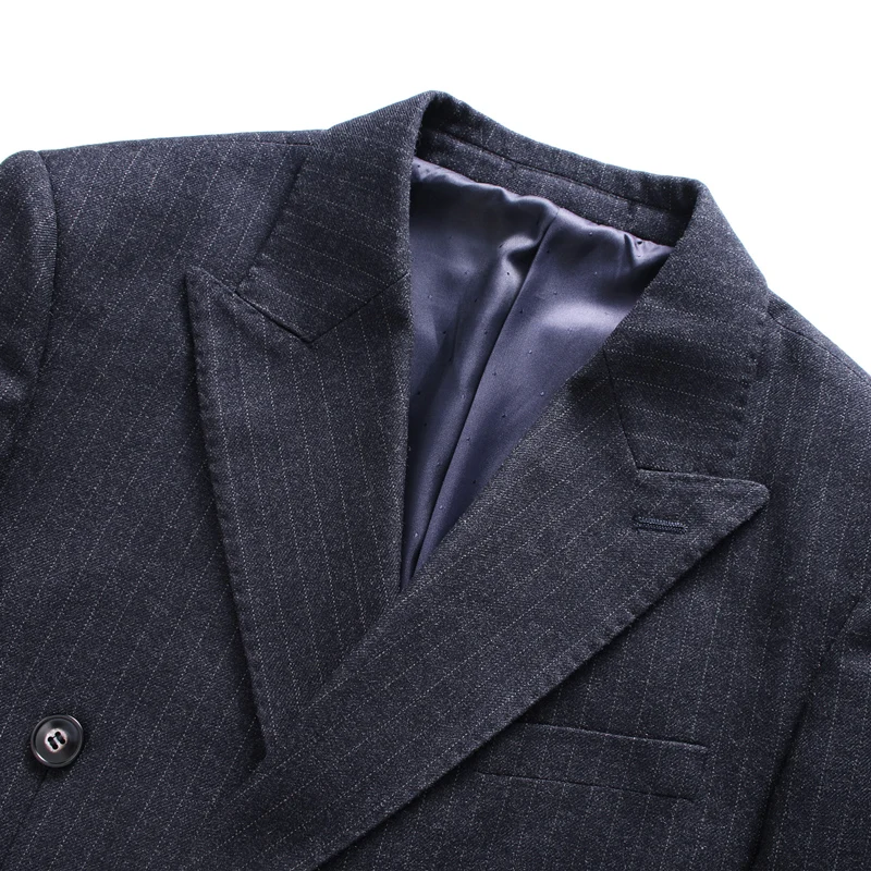 Plyesxale Для мужчин s двубортный костюм 2018 Slim Fit вертикальный в полоску 5XL размера