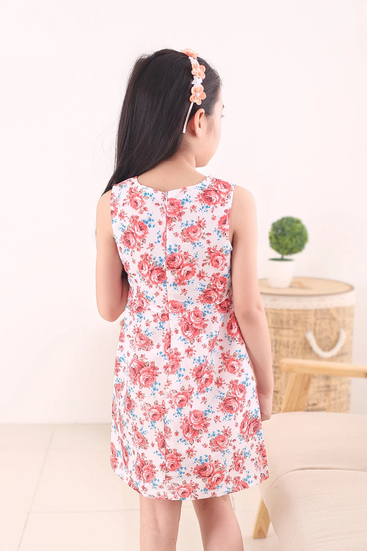 Розничная продажа одежды для детей модное красно-белое платье с цветочным узором