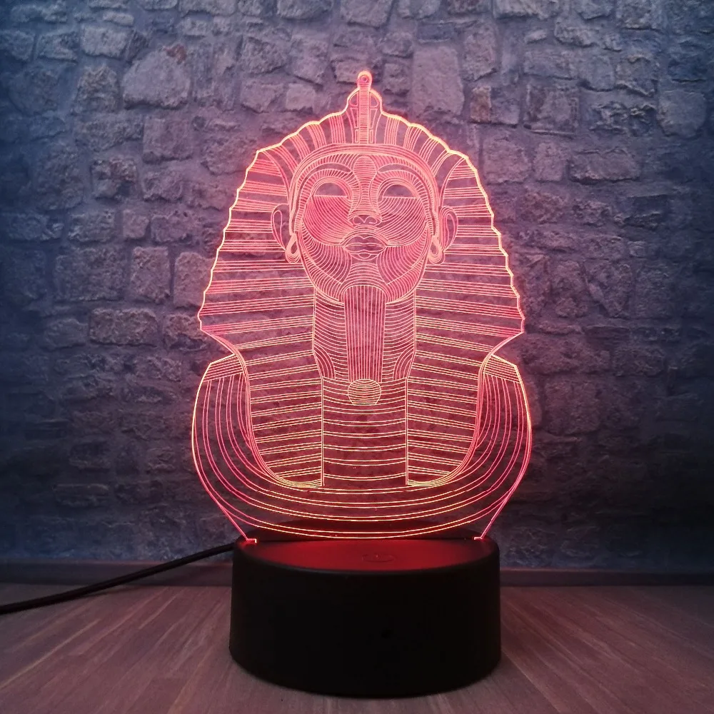 Новинка 3D Египетский Сфинкс Фараон RGB 7 цветов градиентная Ночная лампа Bulbing Mood