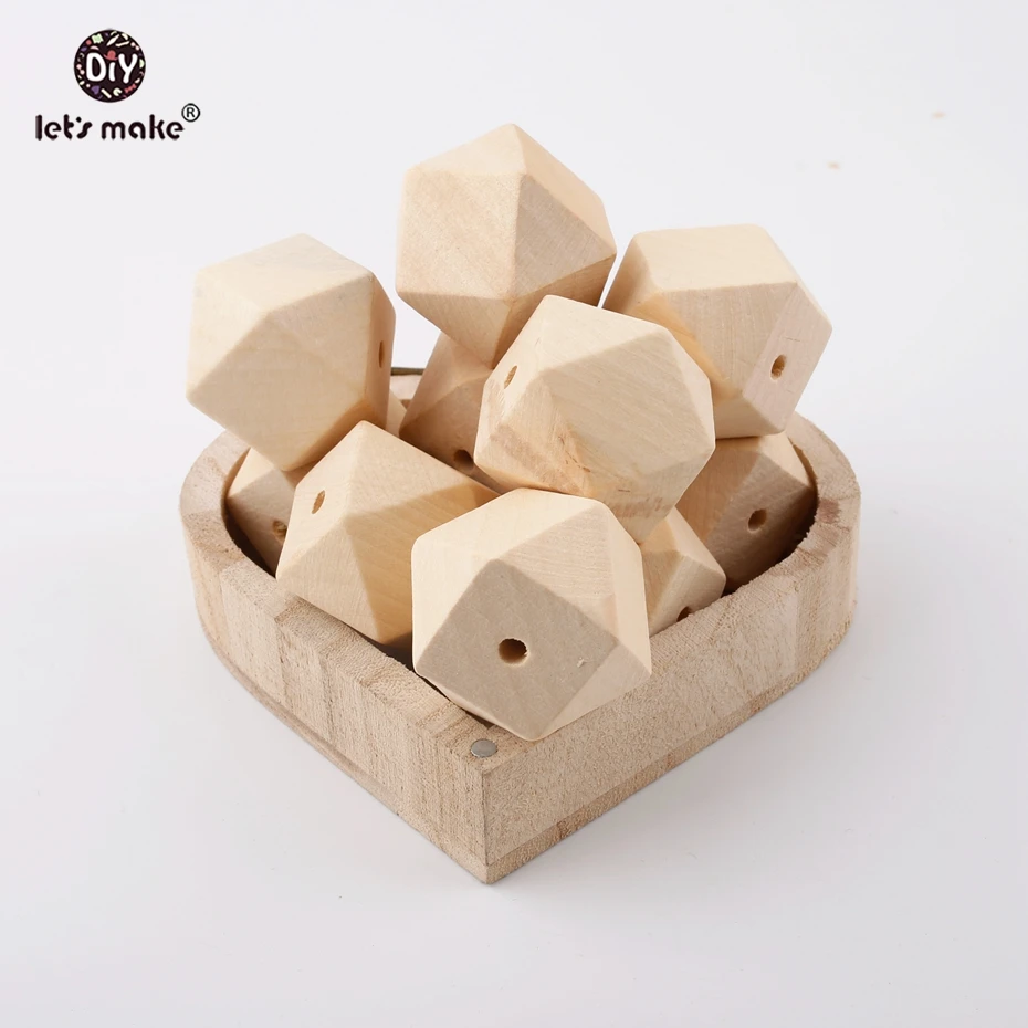 

Let's Make 5PCS Geometry Wooden Teether Unfinished Hexagon 16MM Beads DIY Crafts Necklace Nursing Bracelet Beads Baby Teethers