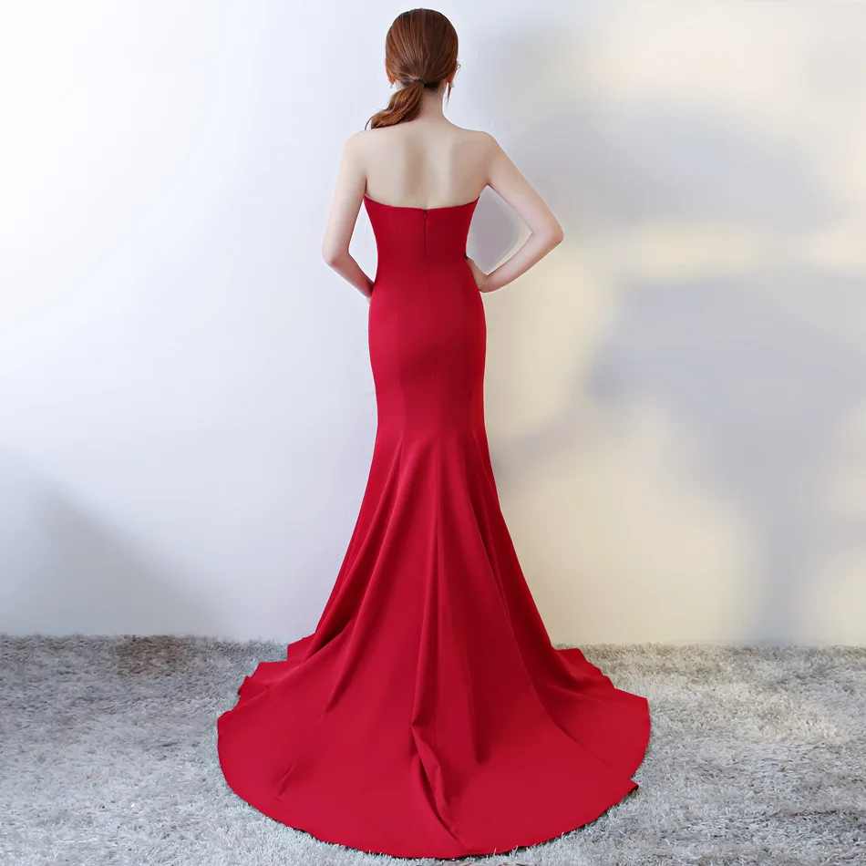 SIJANE Vestido de noiva Simples красное атласное свадебное платье на заказ русалки вечернее