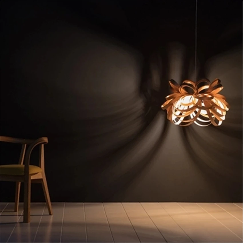 Скандинавский деревянный светодиодный подвесной светильник в виде бабочки