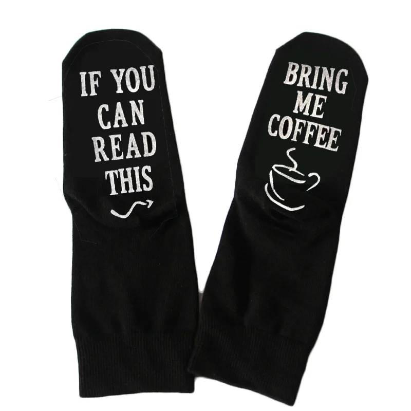 Забавные парные носки 1 пара стильные английские слова If You can read this Bring me coffee на