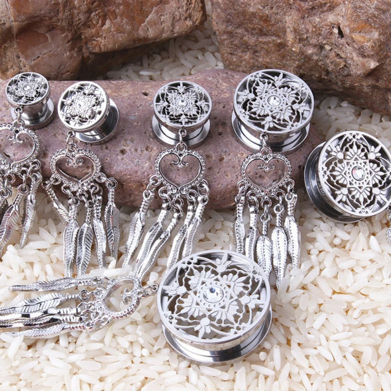 Нержавеющая Сталь 316L Ловец Снов Мотаться Винт Штекер Уха Калибр Туннель Тела