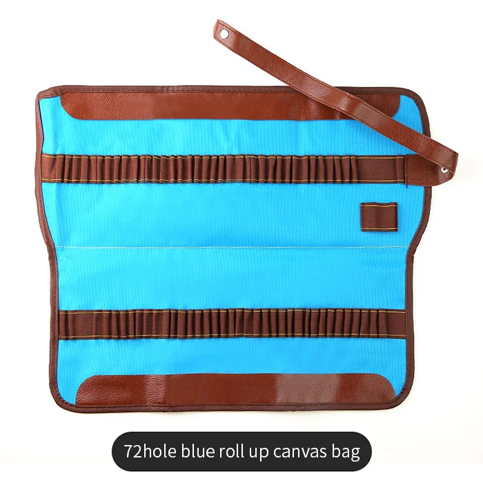 72hole blue roll Bgln 36/48/72 Отверстия Сумки-холсты в сложенном виде сворачивающиеся кисть-Карандаш Чехол черного цвета для школы для рисования Рисование набросков товары для рукоделия - Цвет: 72hole blue roll