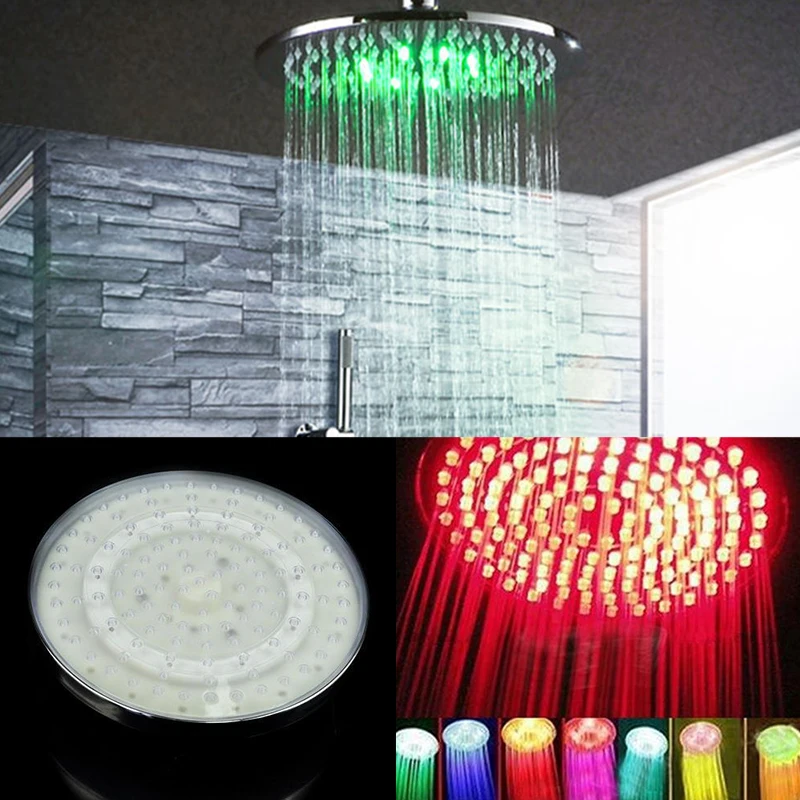 7 Colors Automatic Changing 8" Round Bathroom LED Light Rain Top Shower Head ABS Bathroom Product Home Improvement Shower Head