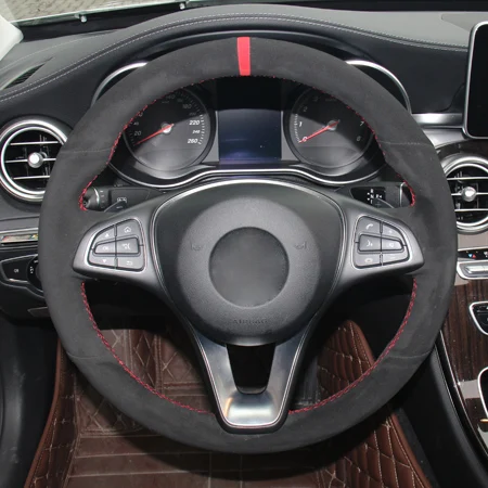 Style2 DIY автомобиля Руль Обложка Volant для Mercedes Benz C180 C200 C260 C300 B200 замша натуральная кожа оплетка на руль - Название цвета: Style2