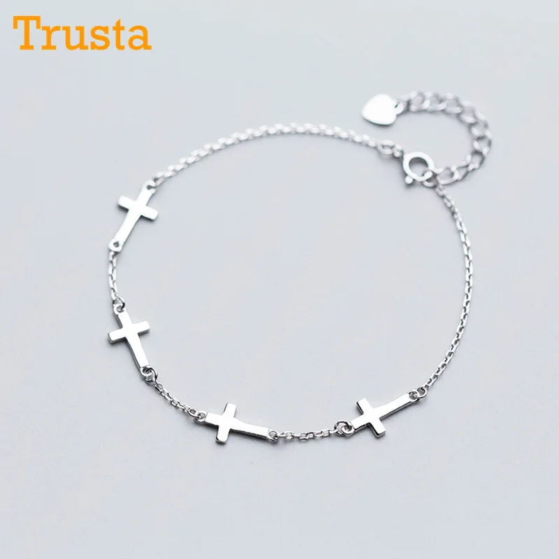 Trusta 925 пробы серебряный браслет Женская мода ювелирные изделия блестящая цепь со звездами 925 Braclet подарок девушки леди Ds1388