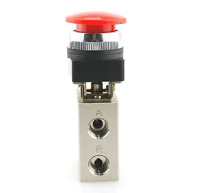 SNS JM-06A 13mm Thread 3/2 Way Red Flat Push Button Pneumatic Mechanical Valve | Connectors