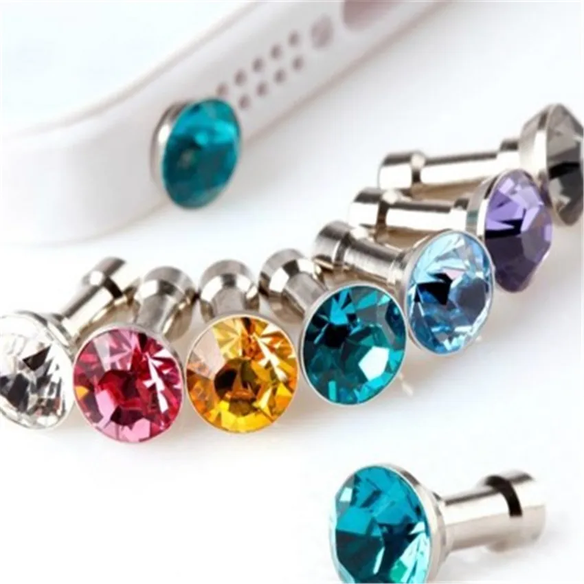 Мм 10 шт. 3 5 мм Кристалл Rhinestone Diamond телефон Anti Dust Разъем для iphone 6 7 8 samsung разъем