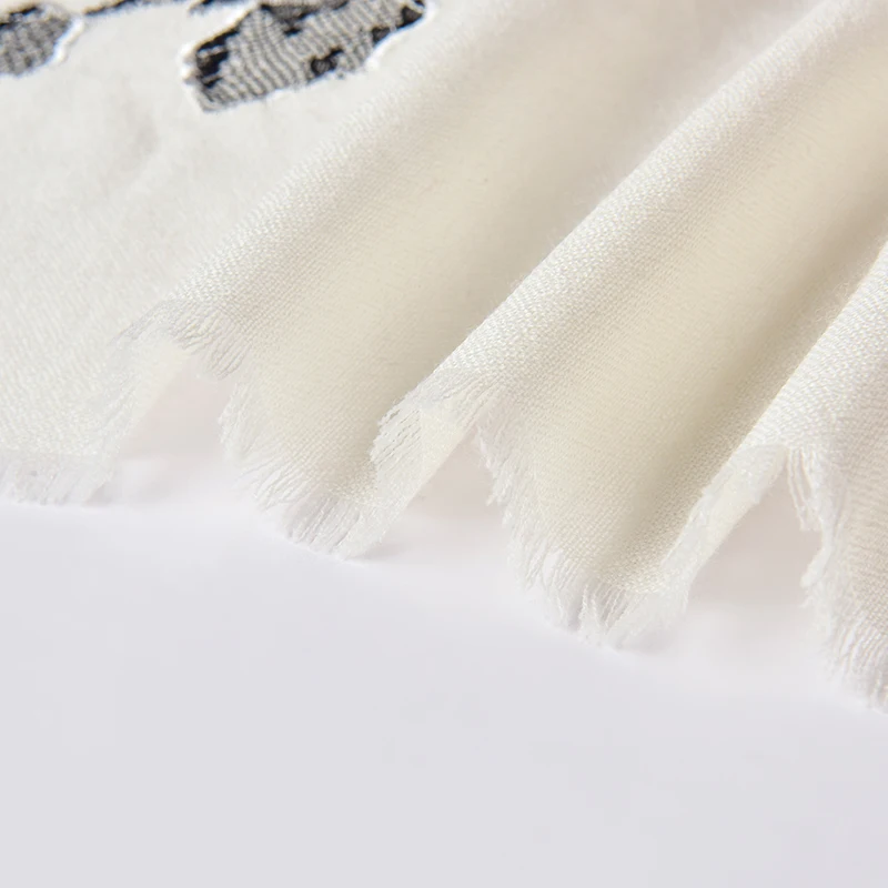 

New 2021 Brand 100% Wool Scarf Shawl Women Warm Shawls and Wraps for Ladies Pashmina Solid Winter Embroidery Floral Wool Scarves