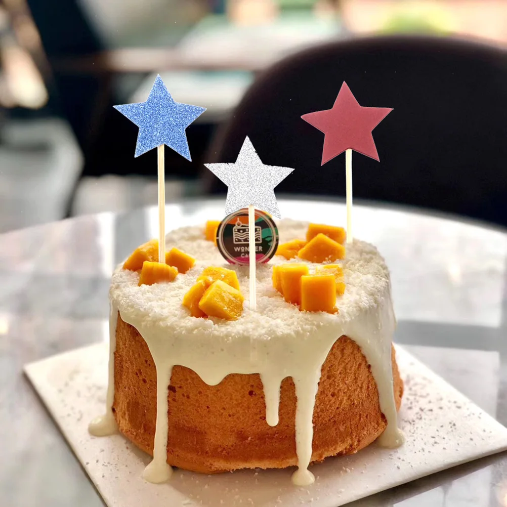 100pcs Glitter Star Cupcake Toppers Cake Topper Picks Decorative Food Independence Day 4th Of July Party Supplies Favors | Дом и сад