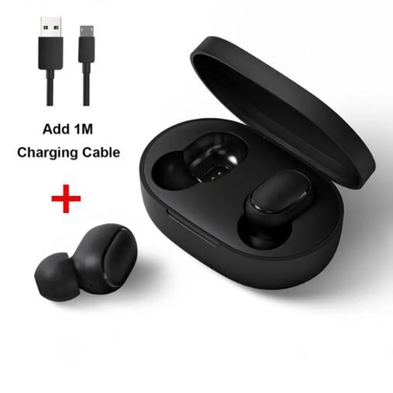 earphone add cable Xiaomi Redmi Airdots TWS Bluetooth наушники стерео бас Bluetooth 5,0 Eeadphones с микрофоном свободные Наушники управление AI - Цвет: earphone add cable
