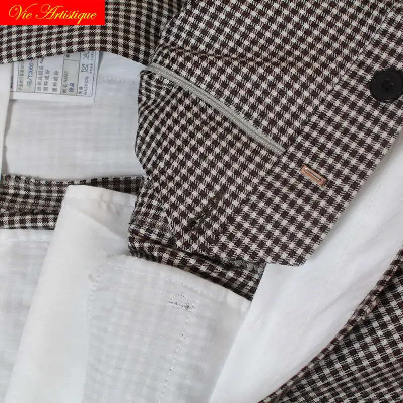 custom tailor made suits 3 pieces jacket pant vest wool Men's groom tuxedos slim fit wedding coffee dog tooth small plaid 2018