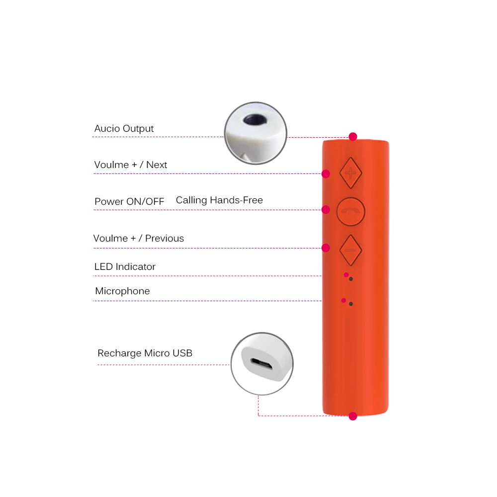 Rylybons Автомобильный Bluetooth Aux приемник адаптер 3 5 мм разъем Handsfree автомобильный