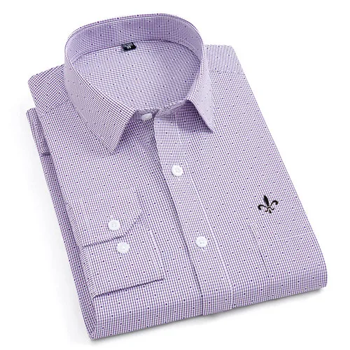 QS2117PURPLR-H Dudalina, новинка, мужские рубашки с длинным рукавом, мужские полосатые классические удобные мягкие повседневные рубашки на пуговицах, повседневные мужские Рубашки, Топы - Цвет: QS2117PURPLR-H