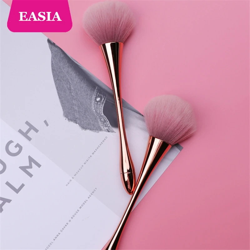 Rosegold Powder Makeup Brush Dense Soft Big Blush for Loose Compact Make up Fan with Box | Красота и здоровье