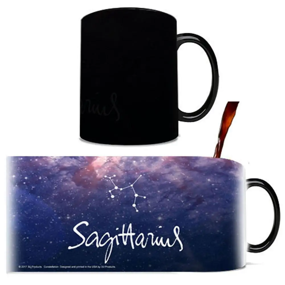 Sagittarius Стильная 12 созвездие керамическая меняющая цвет кружка довольно Кофе Молоко чай чашка звезда солнечные системные кружки подарок украшение 10 унций - Цвет: Sagittarius