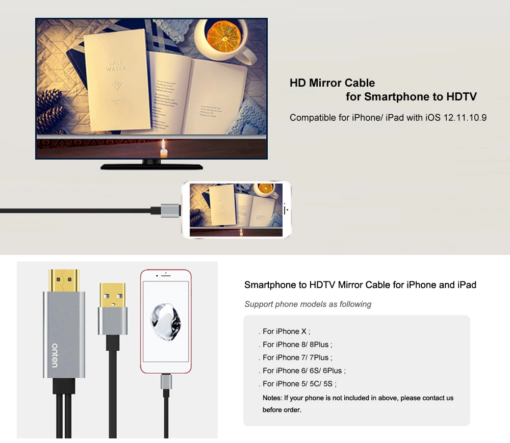 USB к HDMI конвертер для Lightning к HDMI зеркальный кабель адаптер для Apple iPhone X 8 7 6S iPad HDMI ТВ Цифровой AV адаптер
