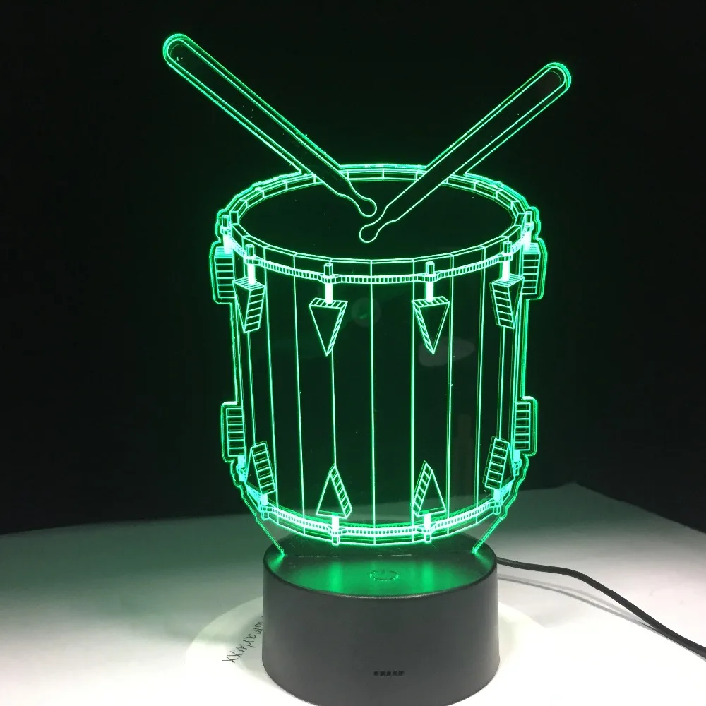

3D LED Drum Modelling Night Light 7 Colors Desk Lamp Home Decor Musical Instruments Bedside Lampara Sleep Lighting Gift