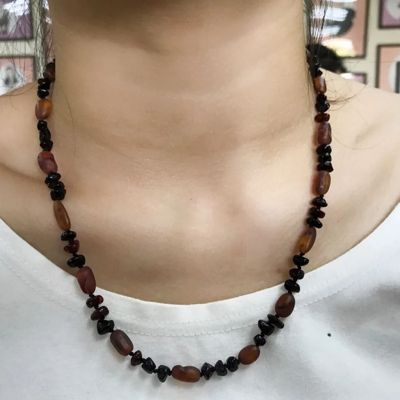 Женское Ожерелье с янтарем HAOHUPO овальное Янтарное ожерелье натуральными