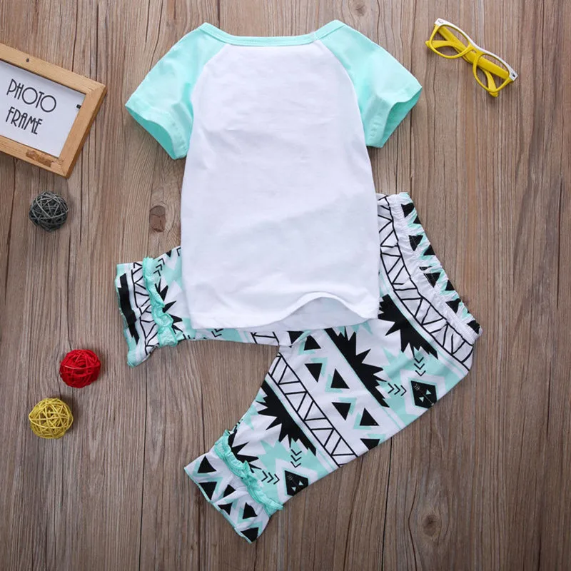 Комплект одежды для маленьких девочек футболка + длинные штаны комплект из 2