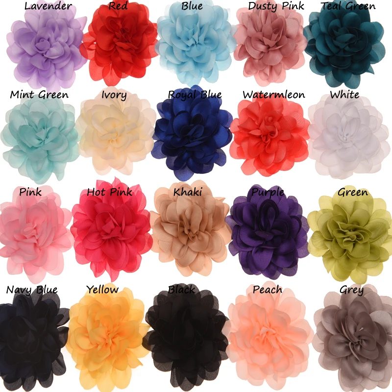 20 шт. шифоновые гофрированные цветы для волос 6 см|flowers without clips|hair flowerhair accessories diy |