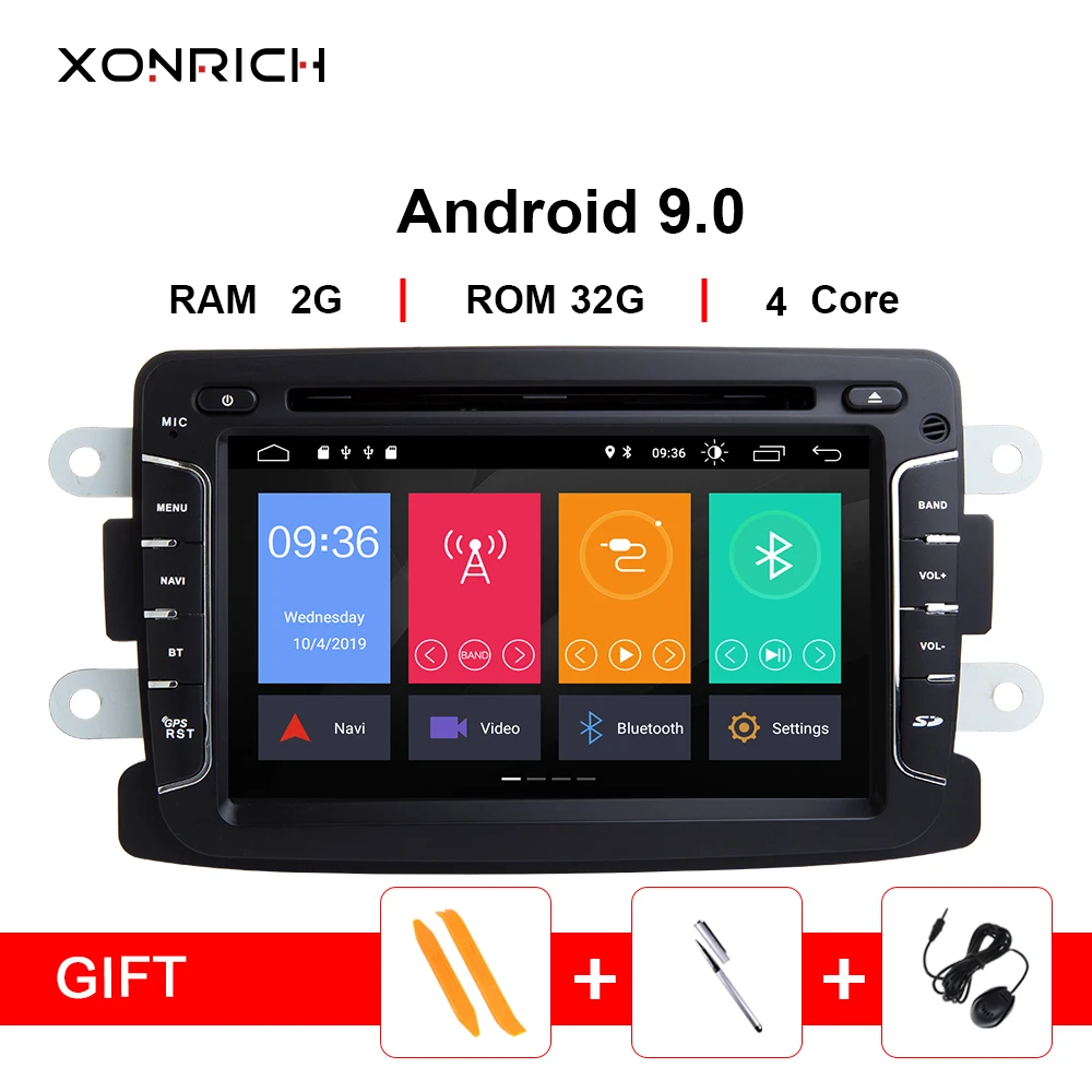 Xonrich Автомобильный мультимедийный плеер Android 9 Automotivo 2 Din для