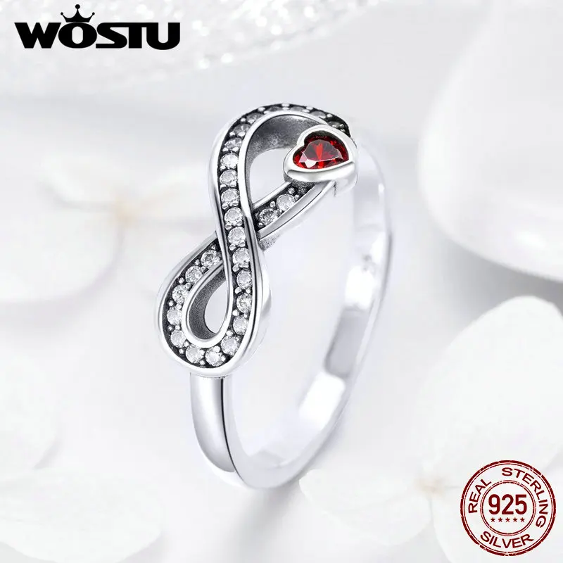 Женское кольцо на палец WOSTU модное из 100% стерлингового серебра 925 пробы Infinity Forever