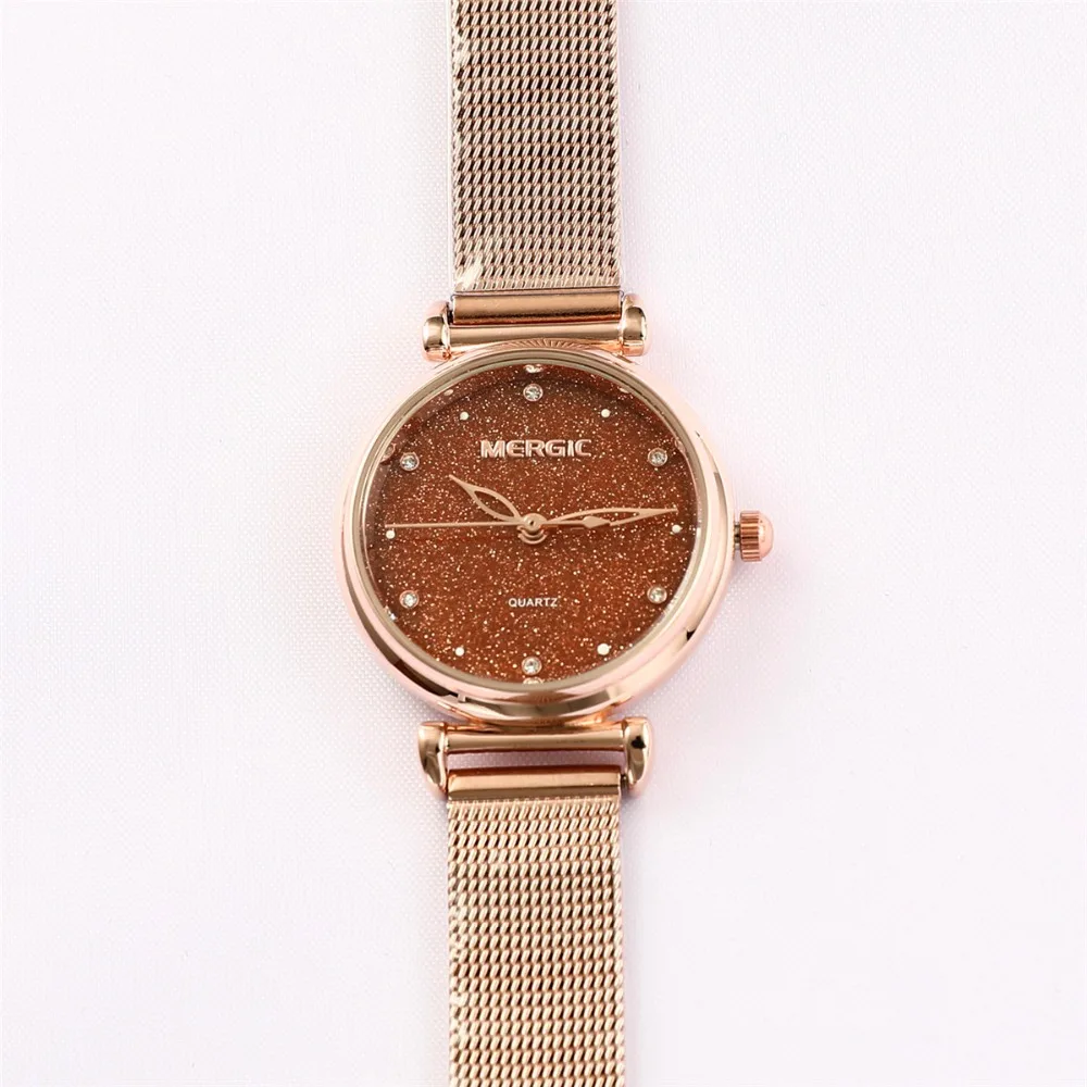 Супер тонкий из розового золота женские часы с кристаллами Роскошная брендовая