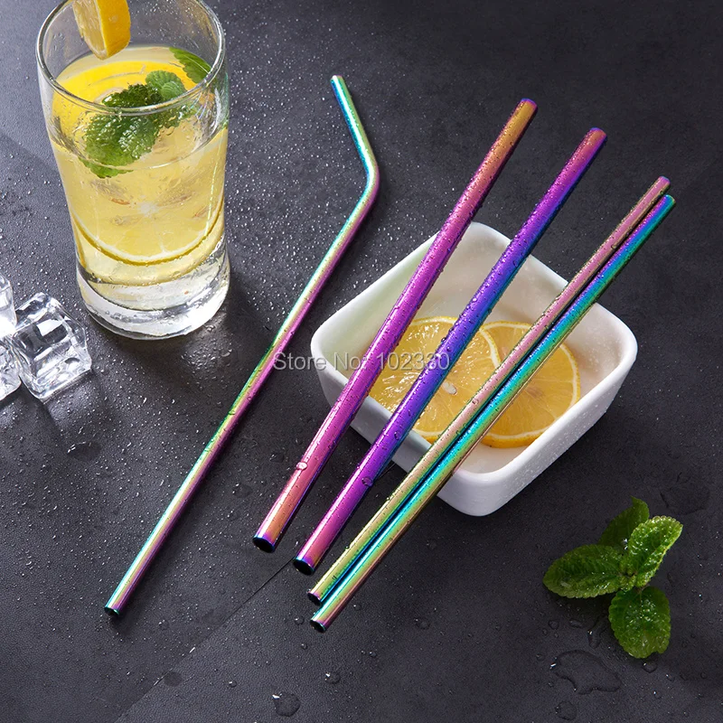 1000pcs 21.5cm 6mm Stainless Steel Drinking Straws Reusable Filter DIY Tea Coffee Tools Party Bar Accessories 7 color free logo | Дом и сад