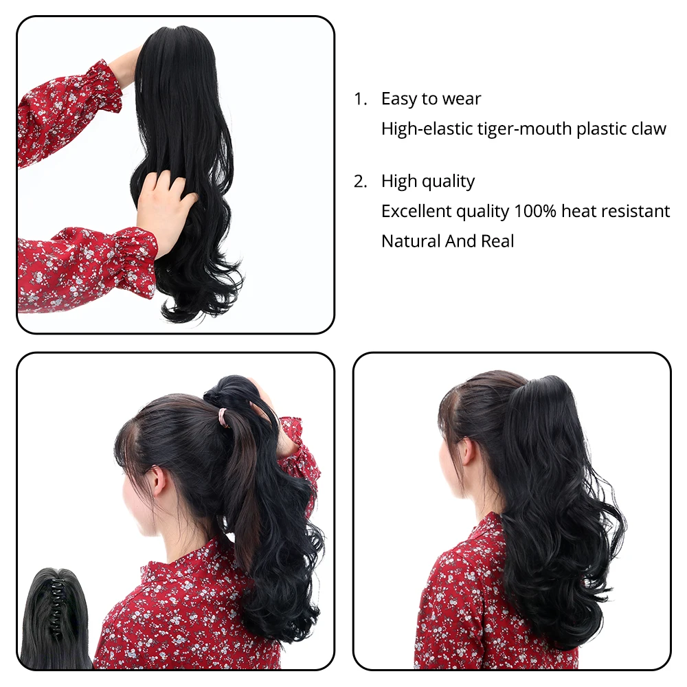 

18"Synthetic Drawstring Ponytail Wigs Claw Clip In Hair Extensions Ponytails And Hair Pieces Human Hair Ponytail Extensions Long