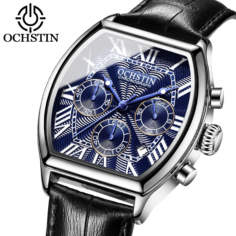 

2019 New OCHSTIN Reloj Hombre Watch Men Sport Quartz Fashion Leather Clock Montre Homme Men Watch Top Brand Luxury Big Dial Busi
