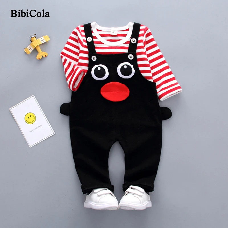 BibiCola 2018 Spring Baby Boys Clothing Set Toddler Outfits Small Children Kids Bib + T-shirt Cartoon |